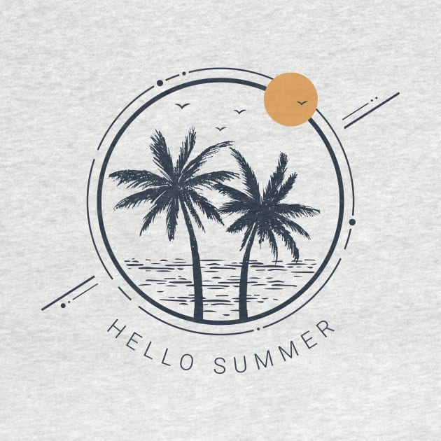 Palms And Ocean. Hello Summer. Motivational Quote. Geometric Style by SlothAstronaut